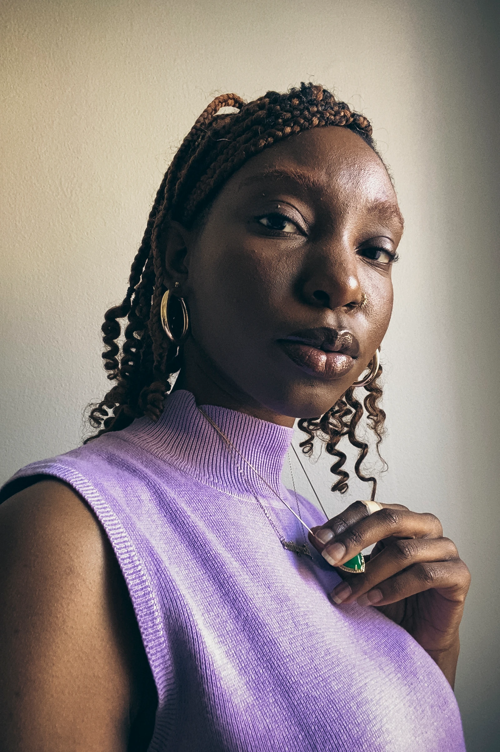 A Grow Therapy client looking directly at the camera