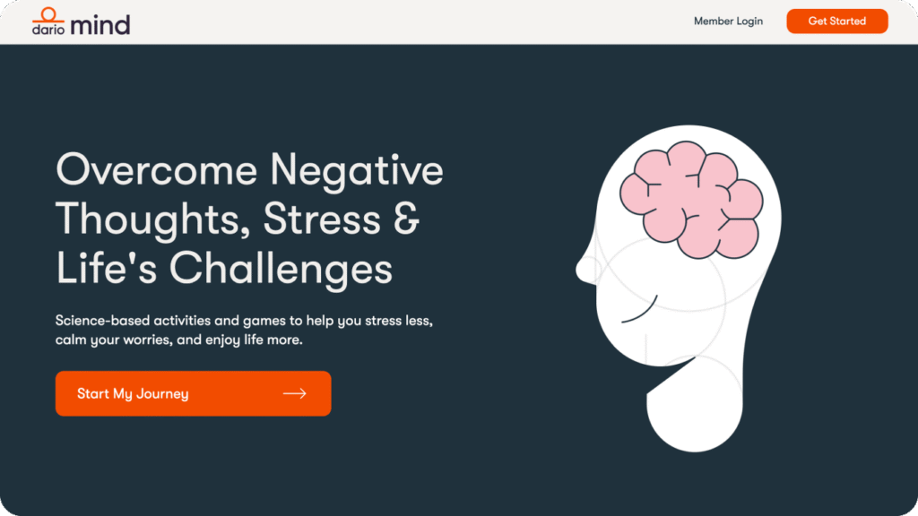 A screenshot of the Dario Mind homepage
