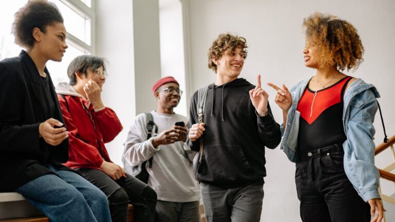 group of people chatting