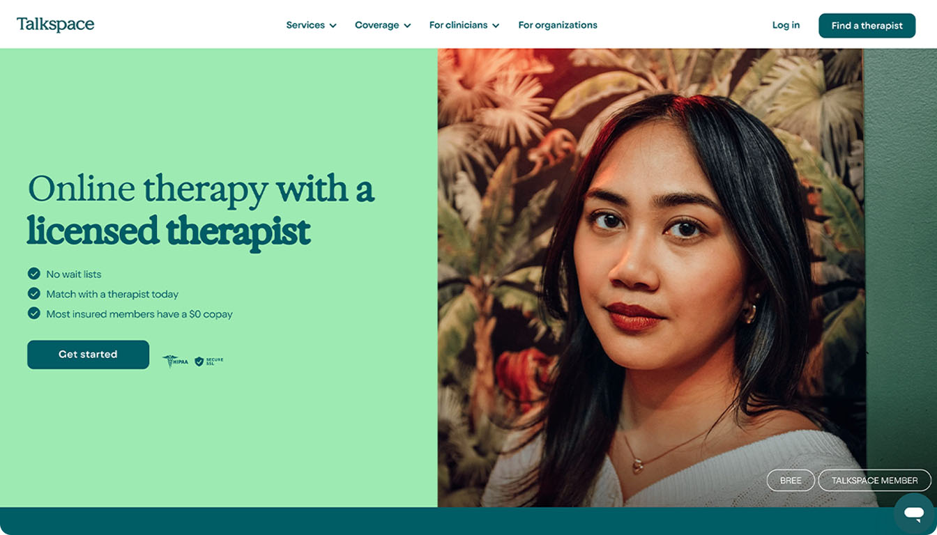 Talkspace homepage screenshot