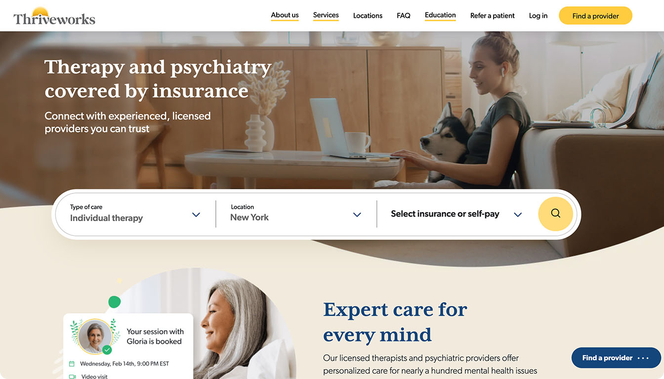 Thriveworks homepage screenshot