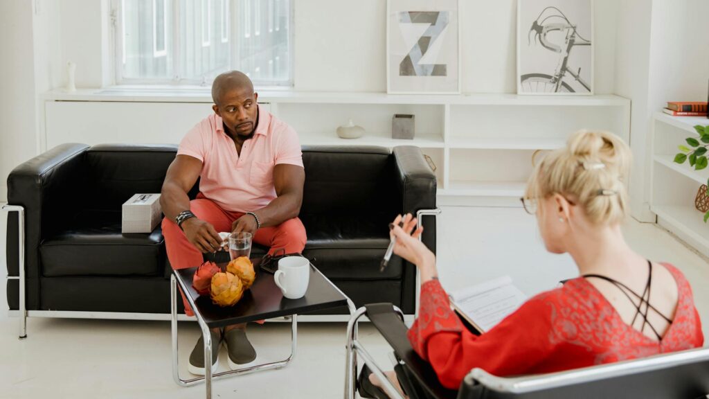 Man speaks to therapist.