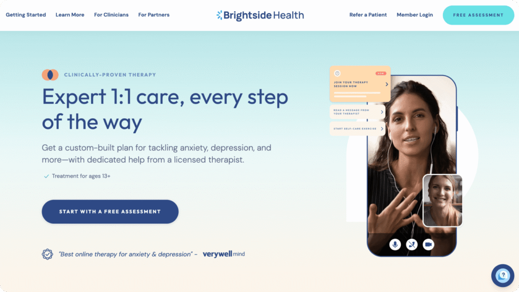 A screenshot of Brightside Health’s website.