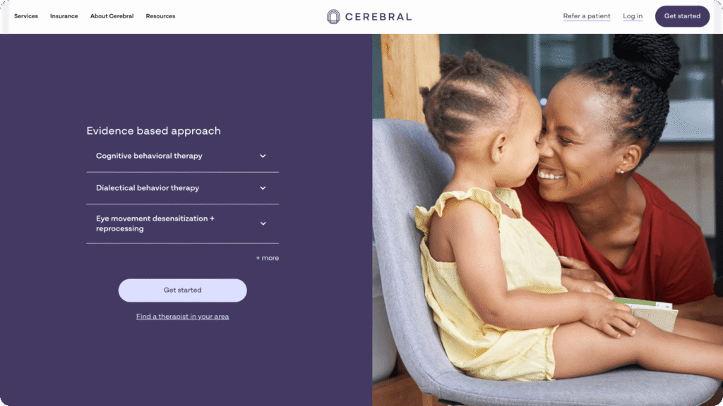A screenshot of Cerebral’s website.