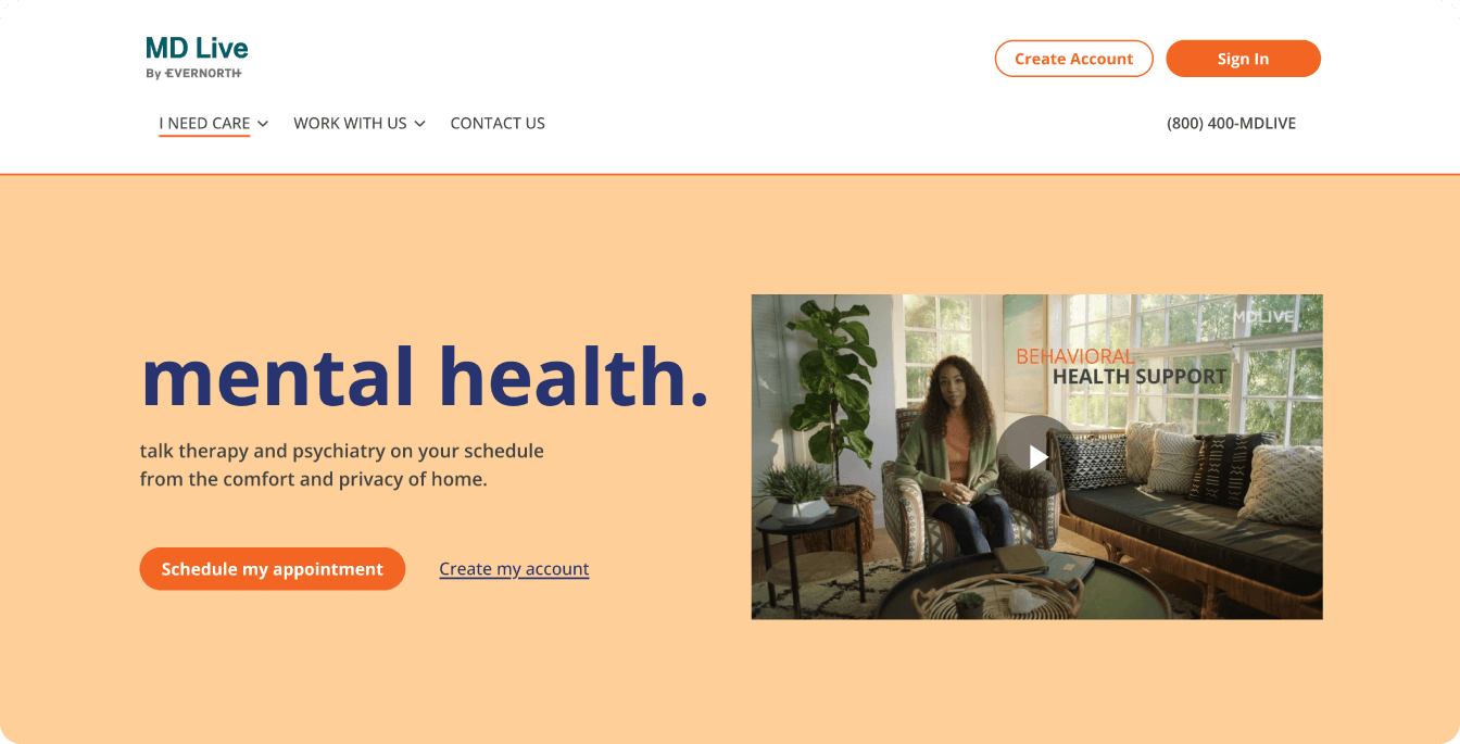 MD Live homepage screenshot