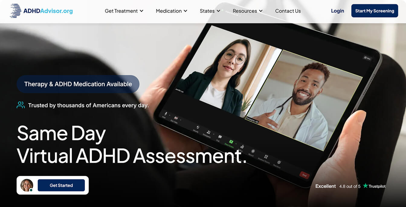 A screenshot of ADHD Advisor's platform.