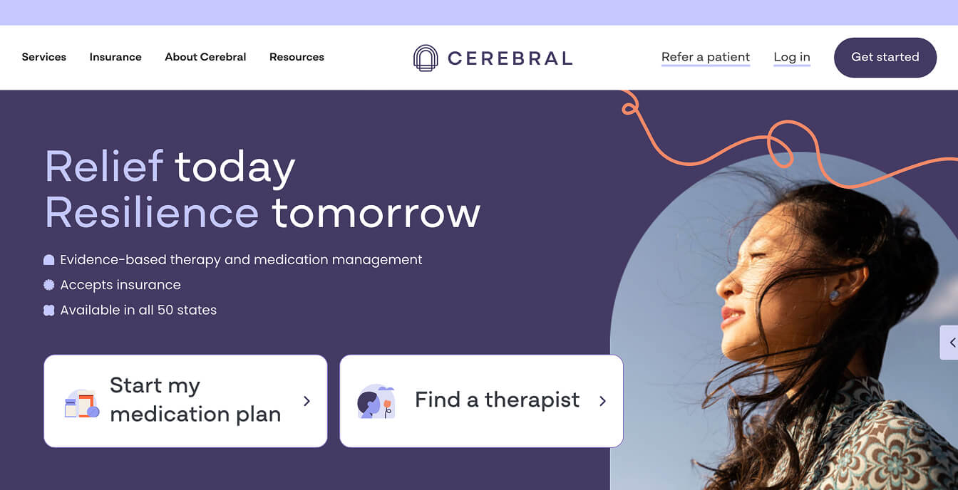 A screenshot of Cerebral's platform.