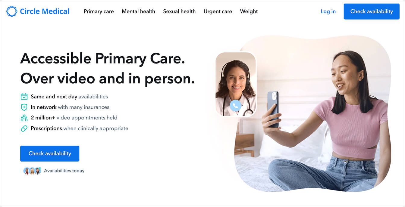 A screenshot of Circle Medical's platform.
