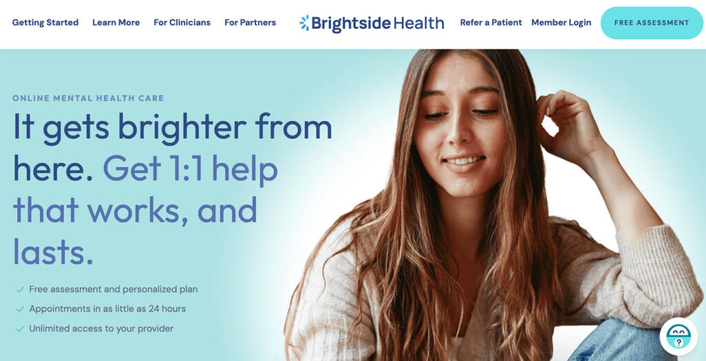 Brightside Health's online therapy platform.