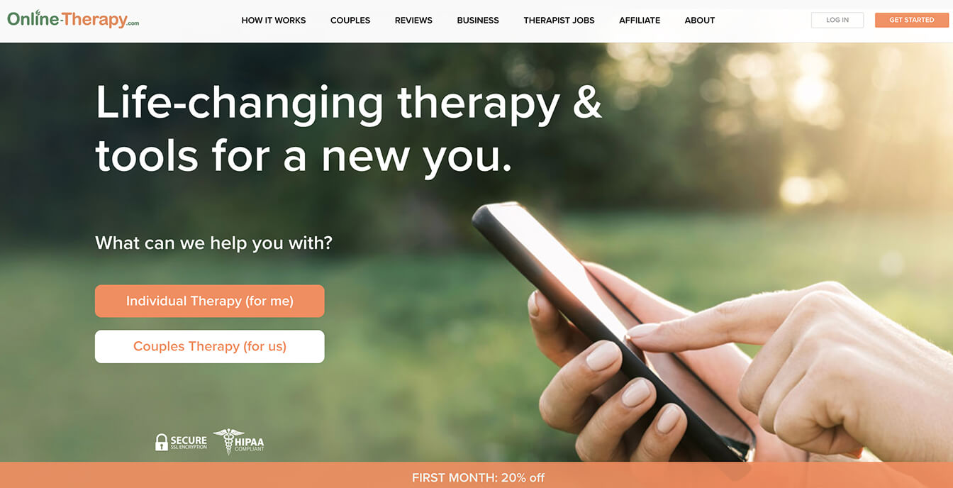 A screenshot of Online-Therapy.com's platform.