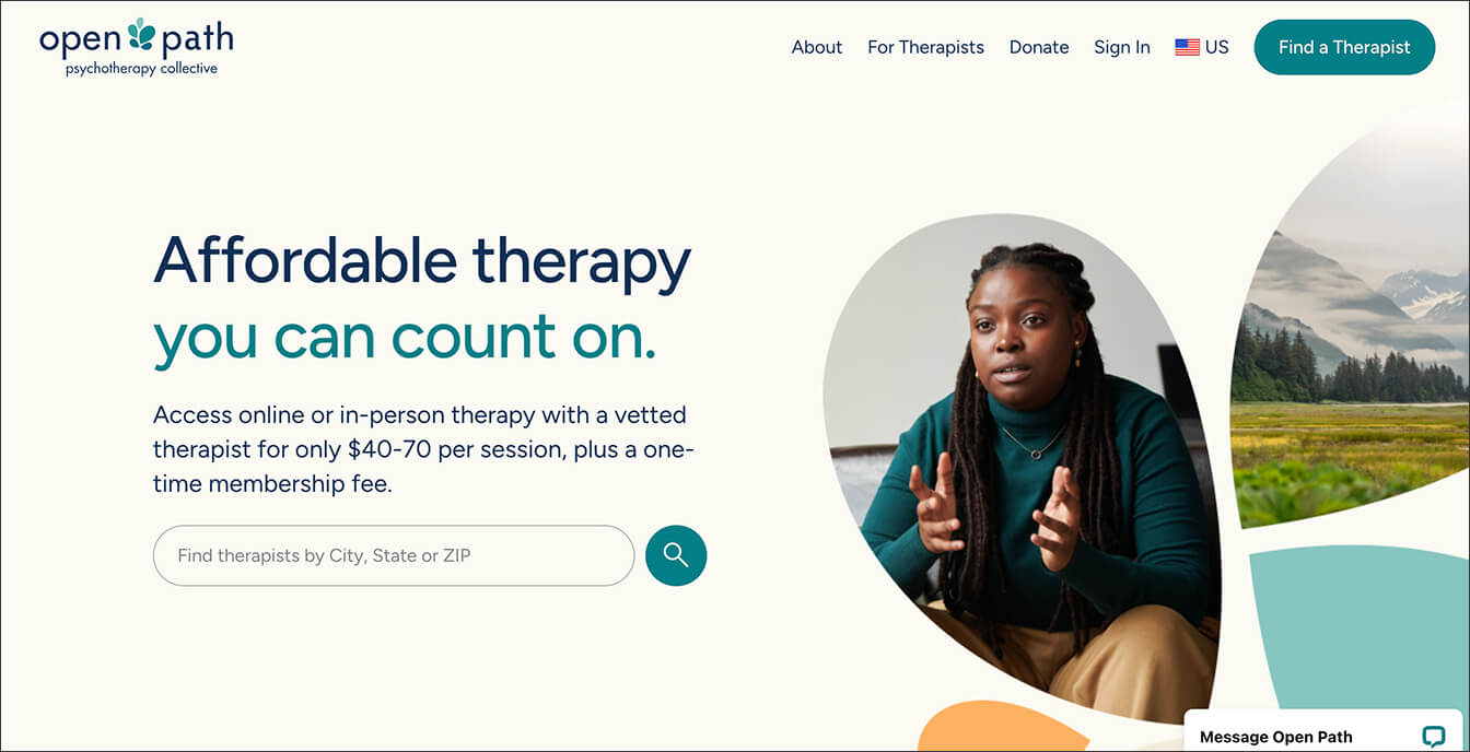 A screenshot of Open Path Collective's platform.