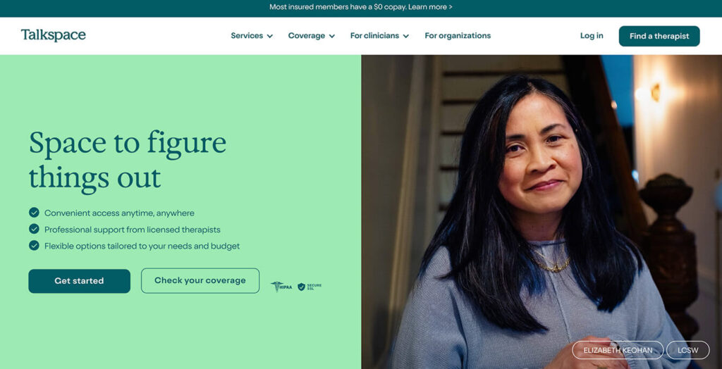 Talkspace's therapy platform with OCD treatment options.