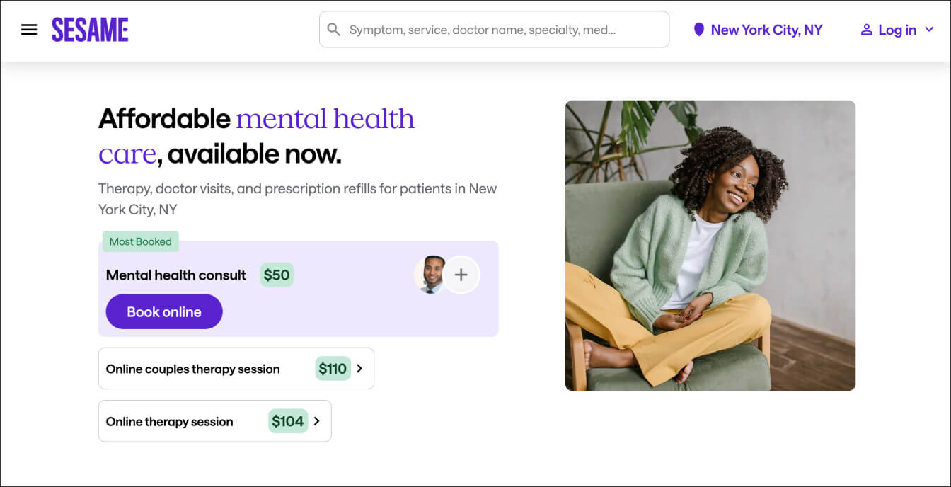 Sesame's online mental health platform.