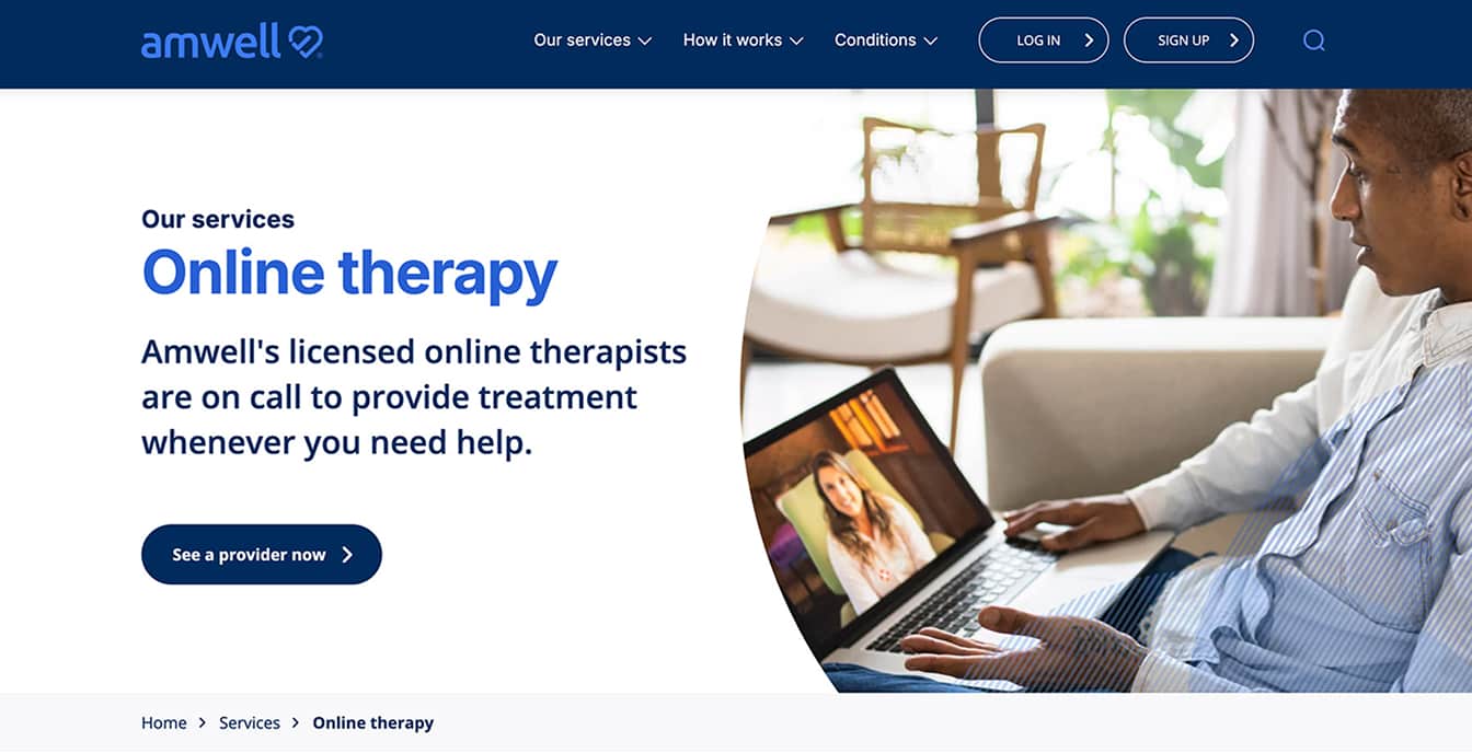 Amwell's patient and telehealth platform for online care.