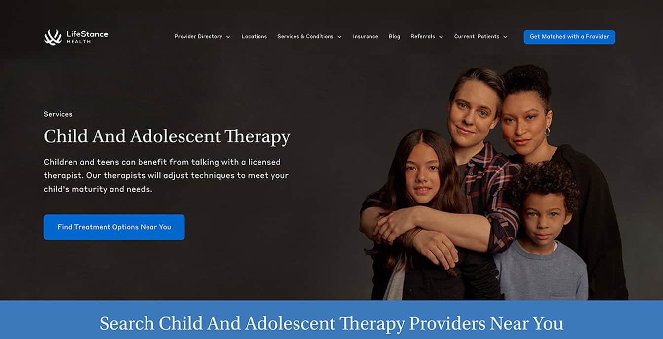 LifeStance Health's online and in-person therapy platform.