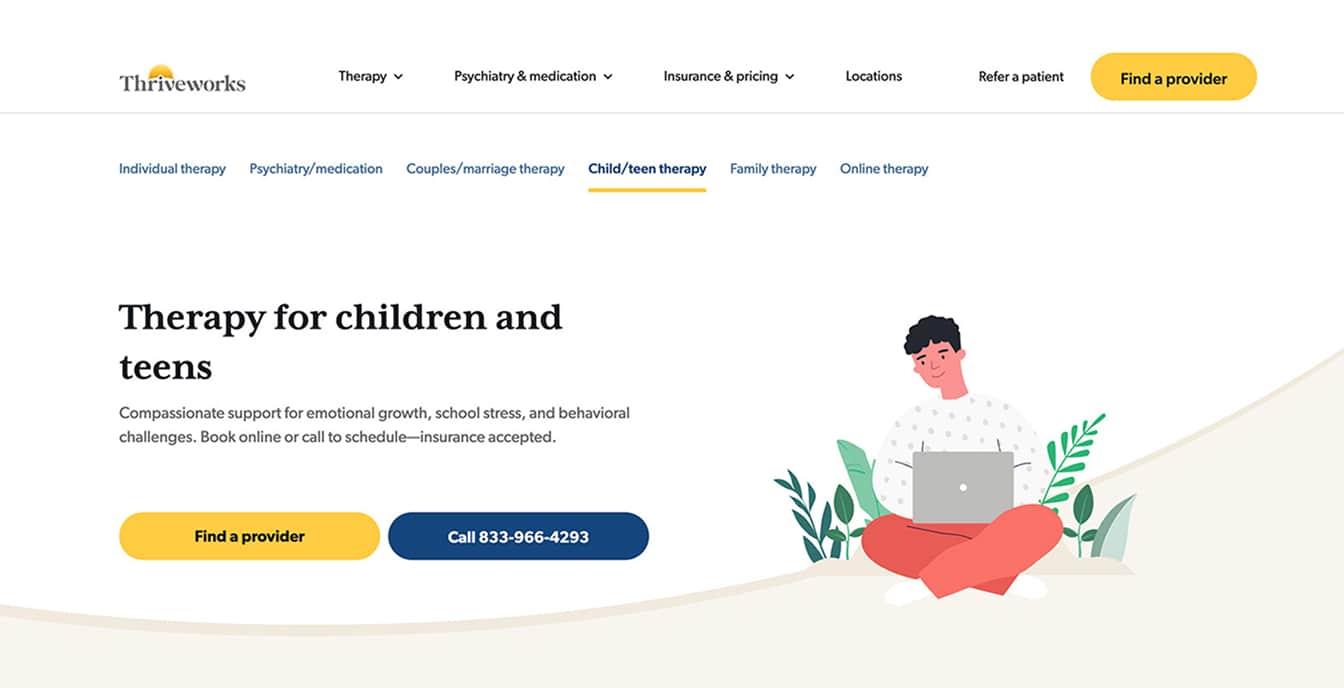 Thriveworks' therapy and psychiatry platform.