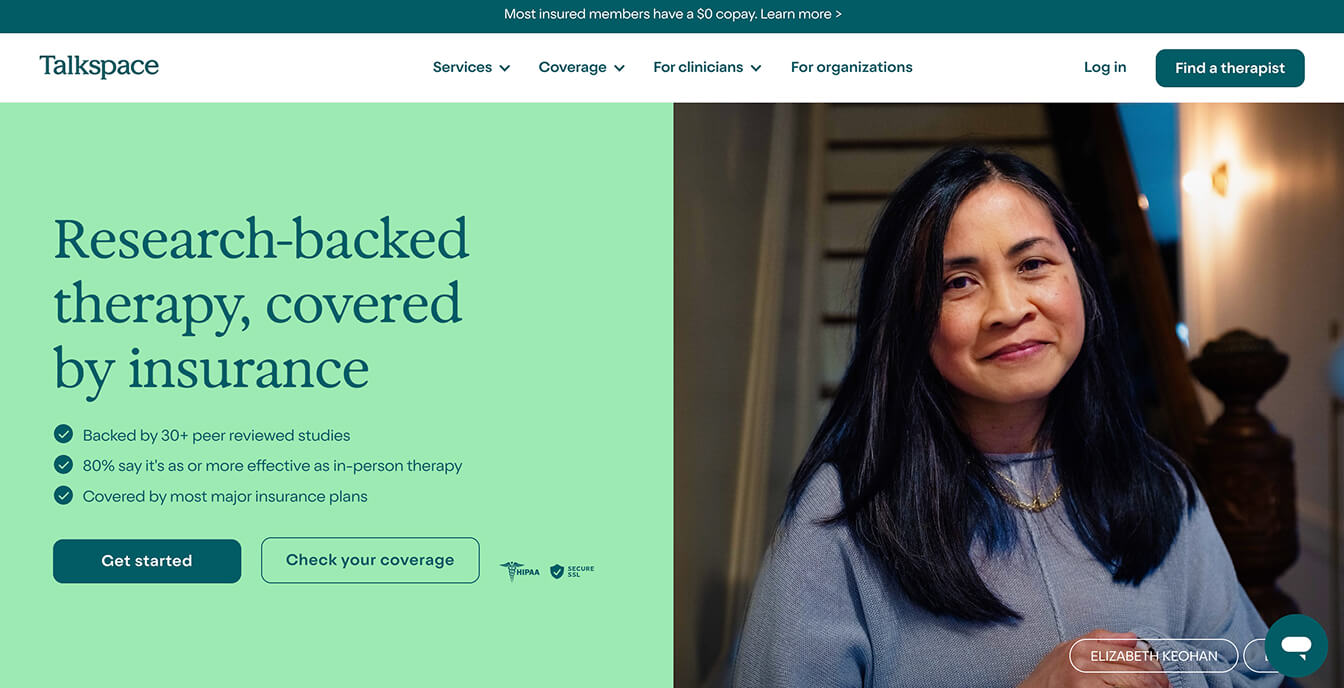 Talkspace, a virtual therapy platform with PTSD counseling.