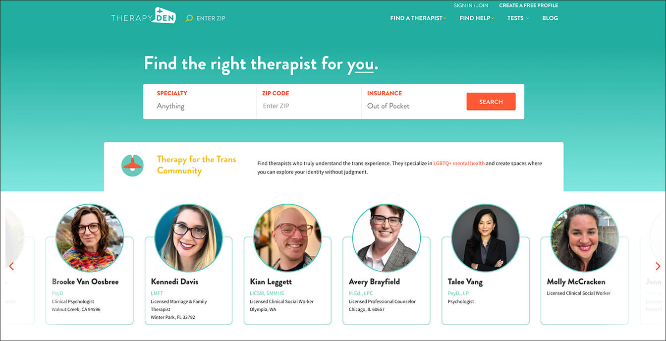 TherapyDen, a values-driven online therapy platform with trauma and PTSD care.